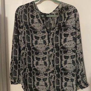 Aqua Snakeskin print blouse small